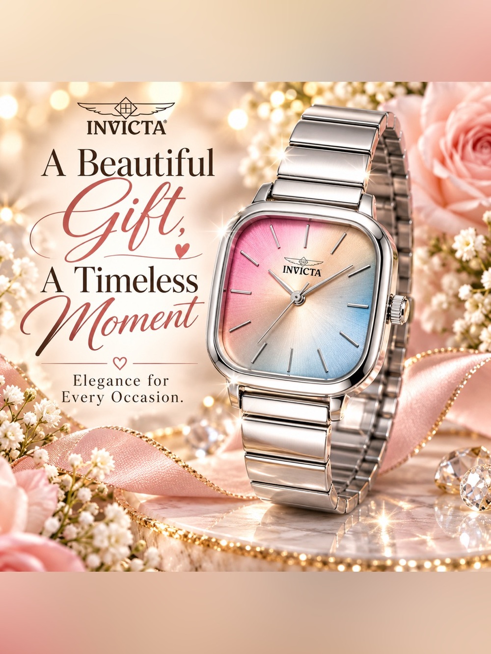 Invicta Celestial Women’s Gold Watch 26.5mm Multicolor Dial NWT